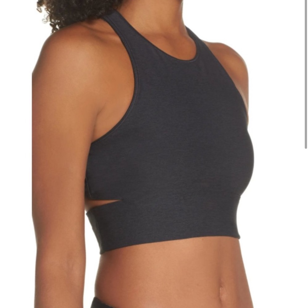Outdoor Voices Charcoal Gray High-Neck Crop Tank